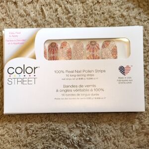 Talk Turkey Thanksgiving Color Street Glittery Nail Strips with Red Accents
